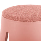 Padded Boucle Stool in Soft Pink
