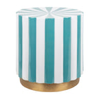 Candy Stripe Stool in Turquoise Blue and White
