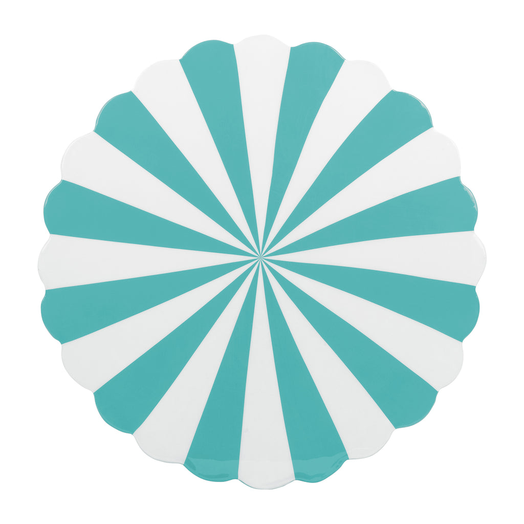 Candy Stripe Stool in Turquoise Blue and White