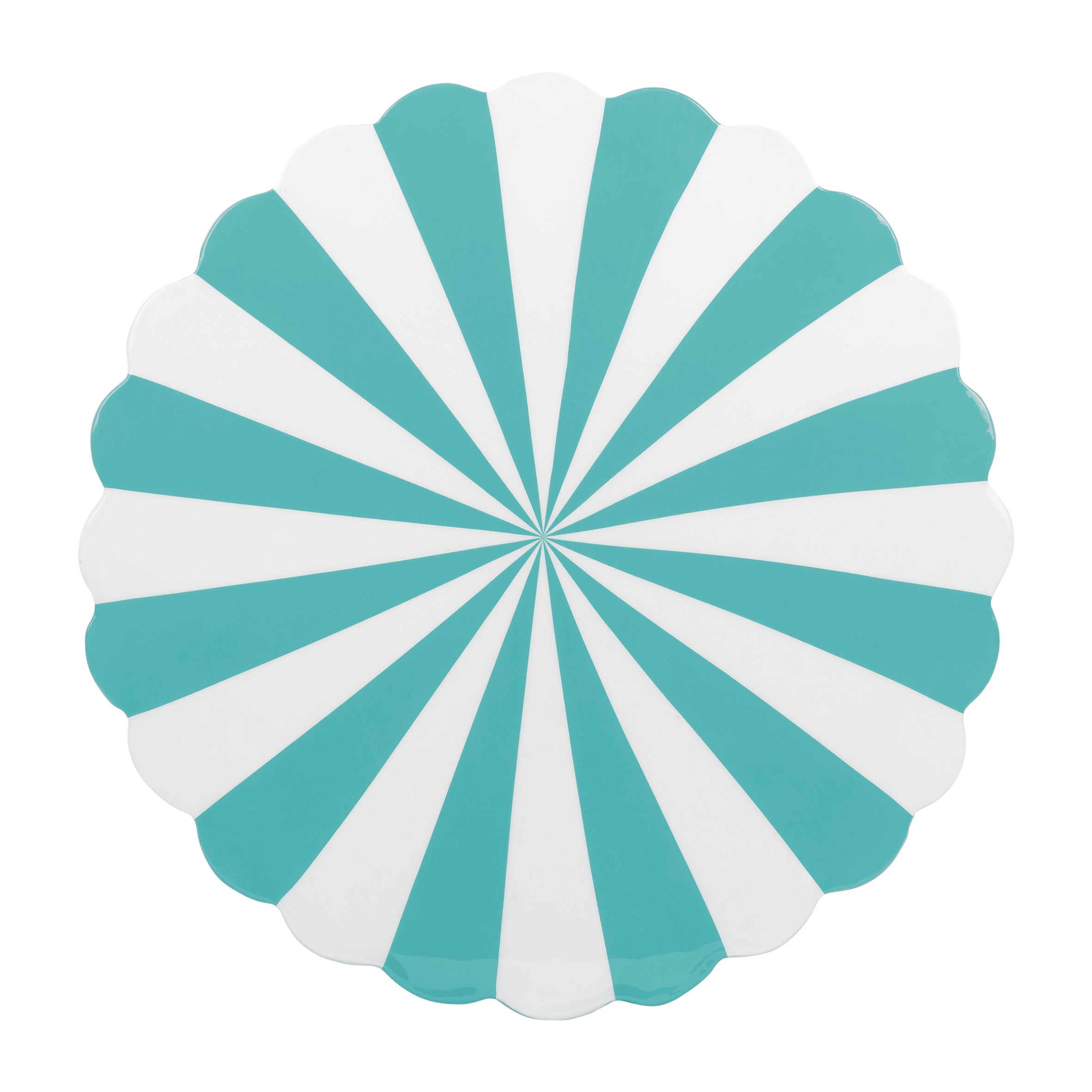 Candy Stripe Stool in Turquoise Blue and White