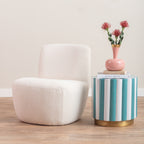 Candy Stripe Stool in Turquoise Blue and White
