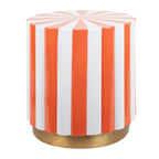 Candy Stripe Stool in Tangerine and White