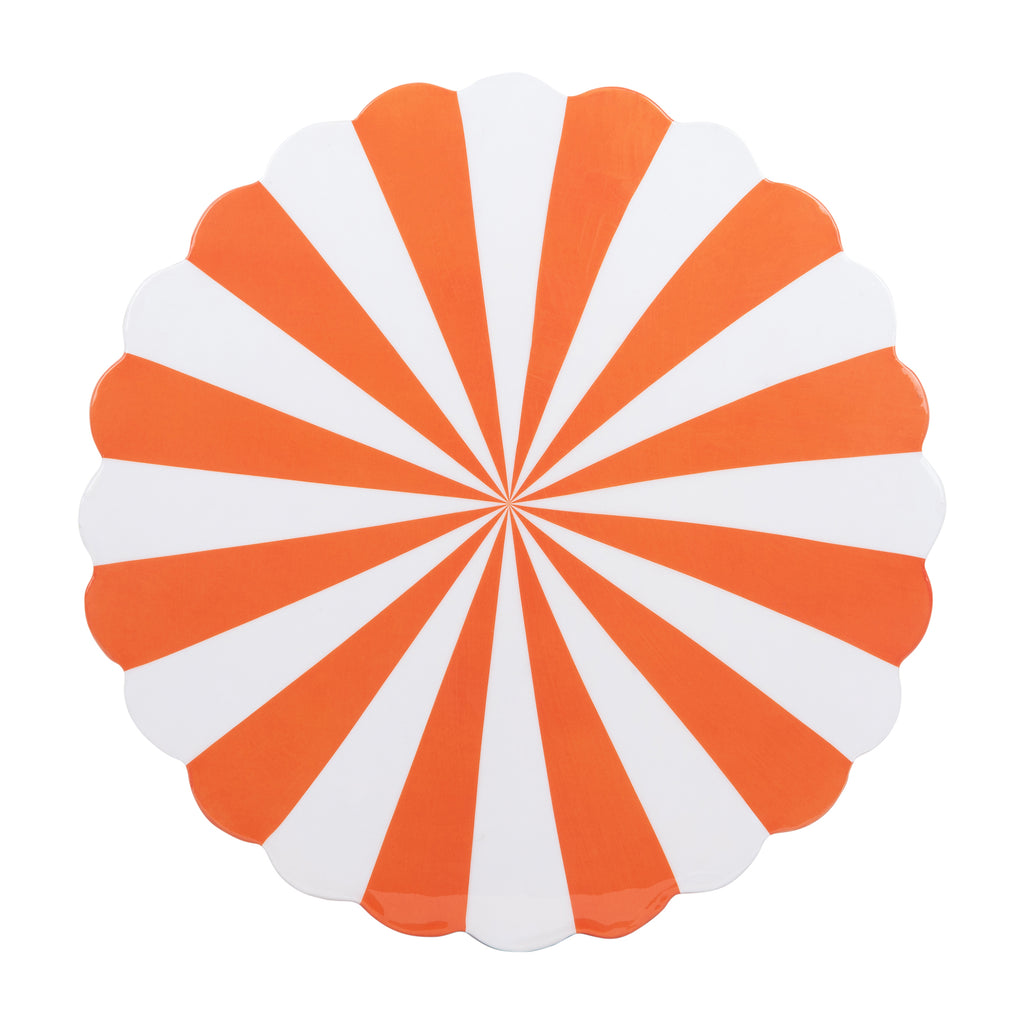 Candy Stripe Stool in Tangerine and White