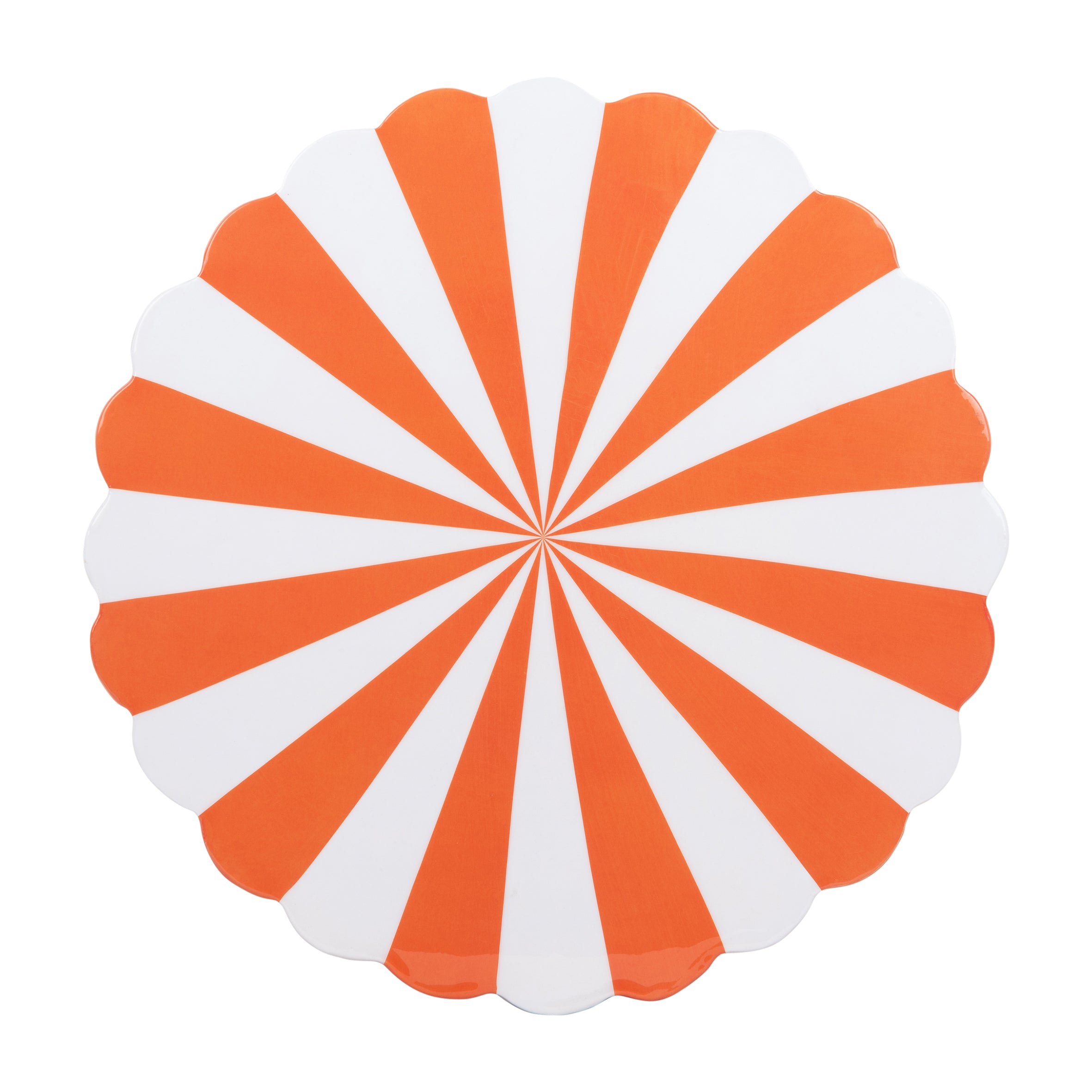 Candy Stripe Stool in Tangerine and White