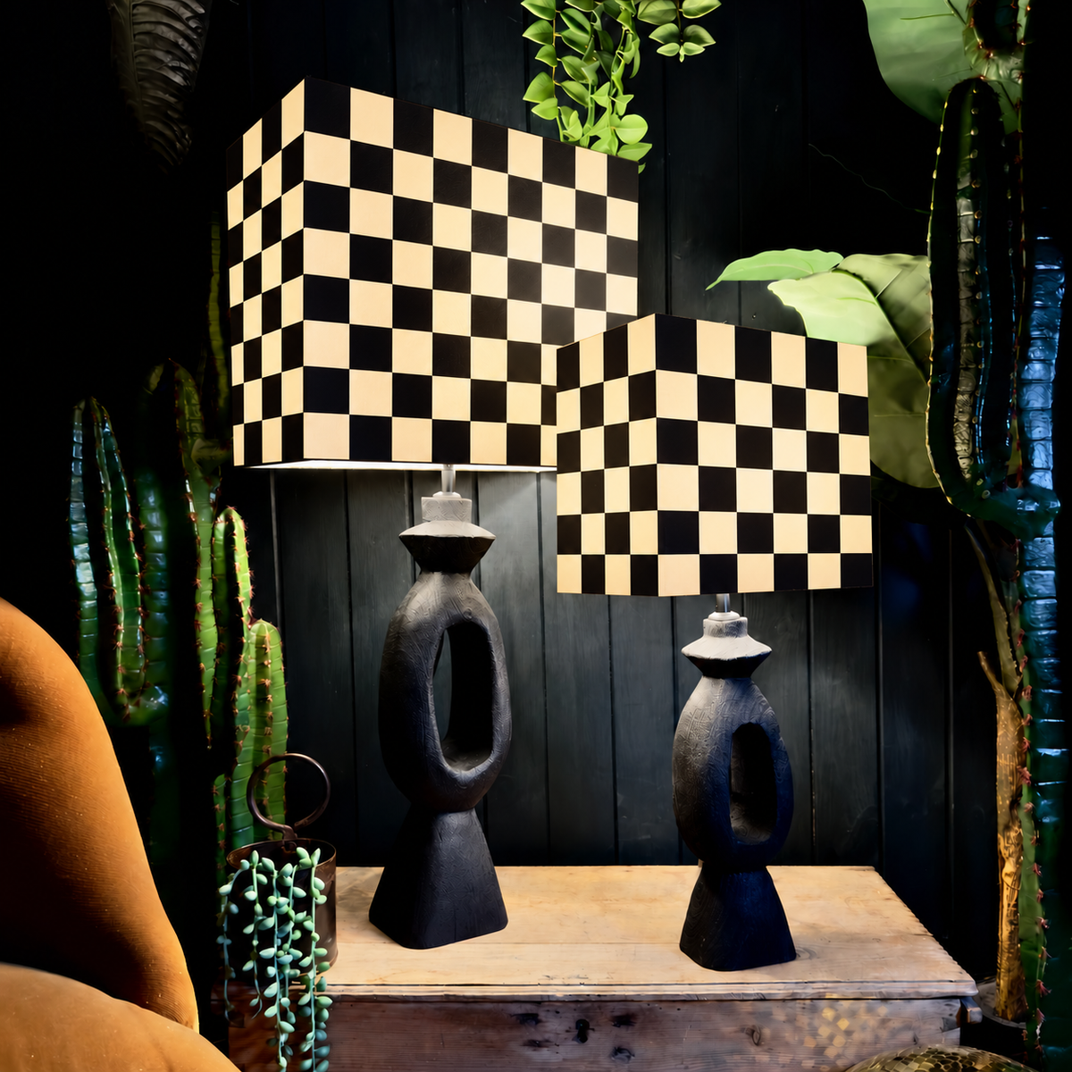 Liquorice Checkmate Rectangular Lampshades