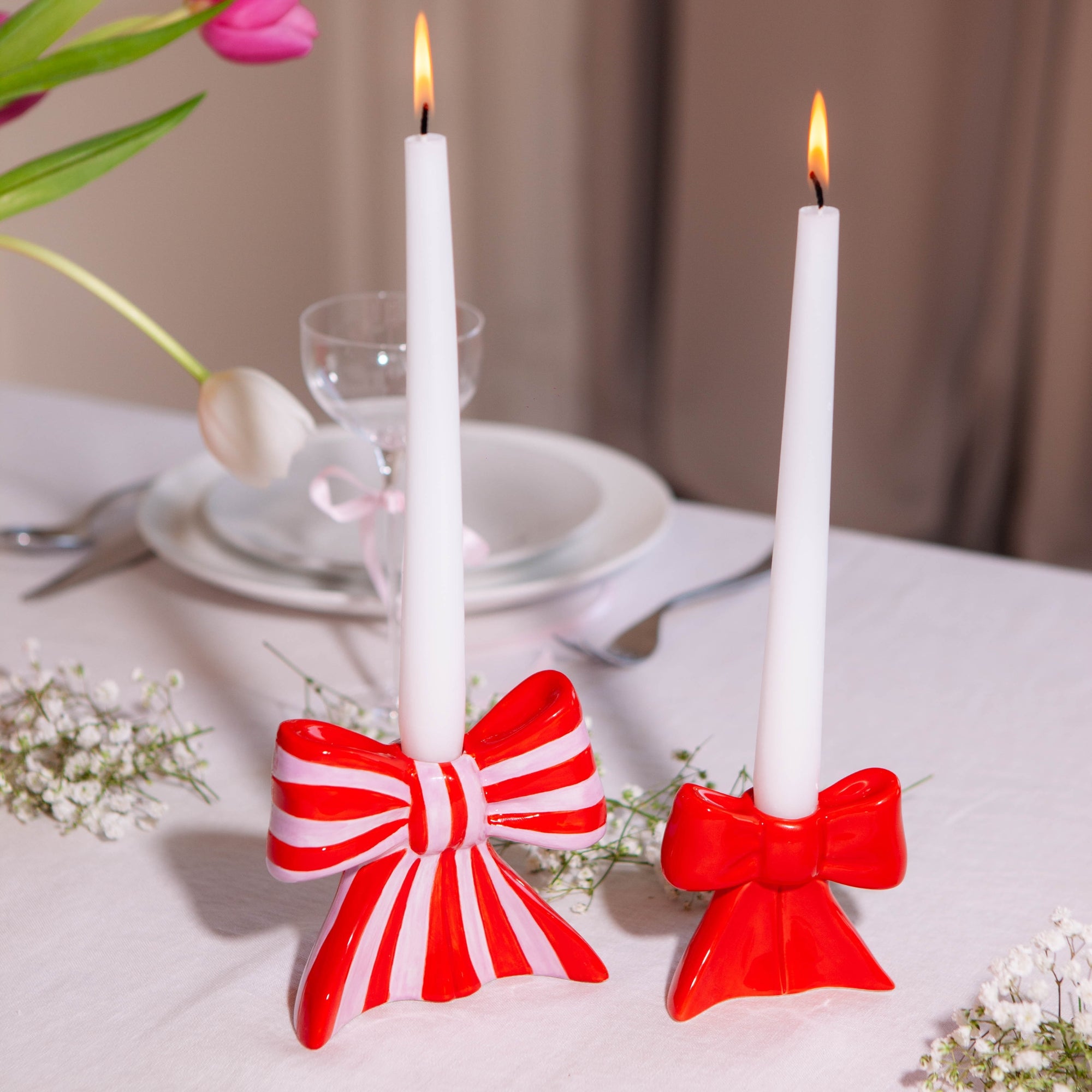 Red Bow Candle Holder