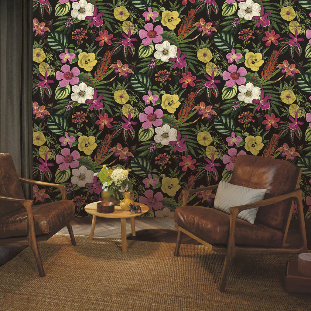 Botanical Garden Wallpaper - Onyx Black