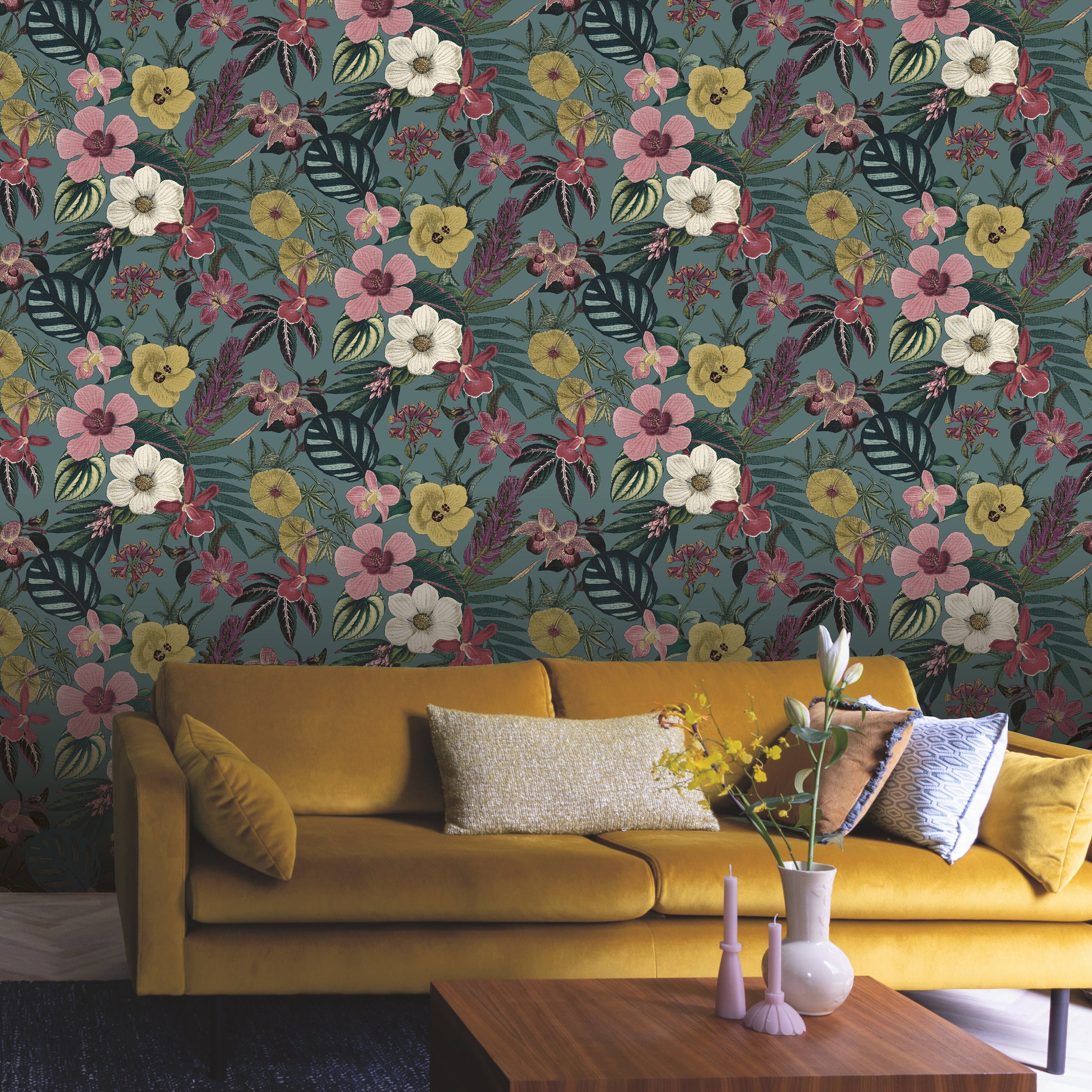 Botanical Garden Wallpaper - Thistle Blue