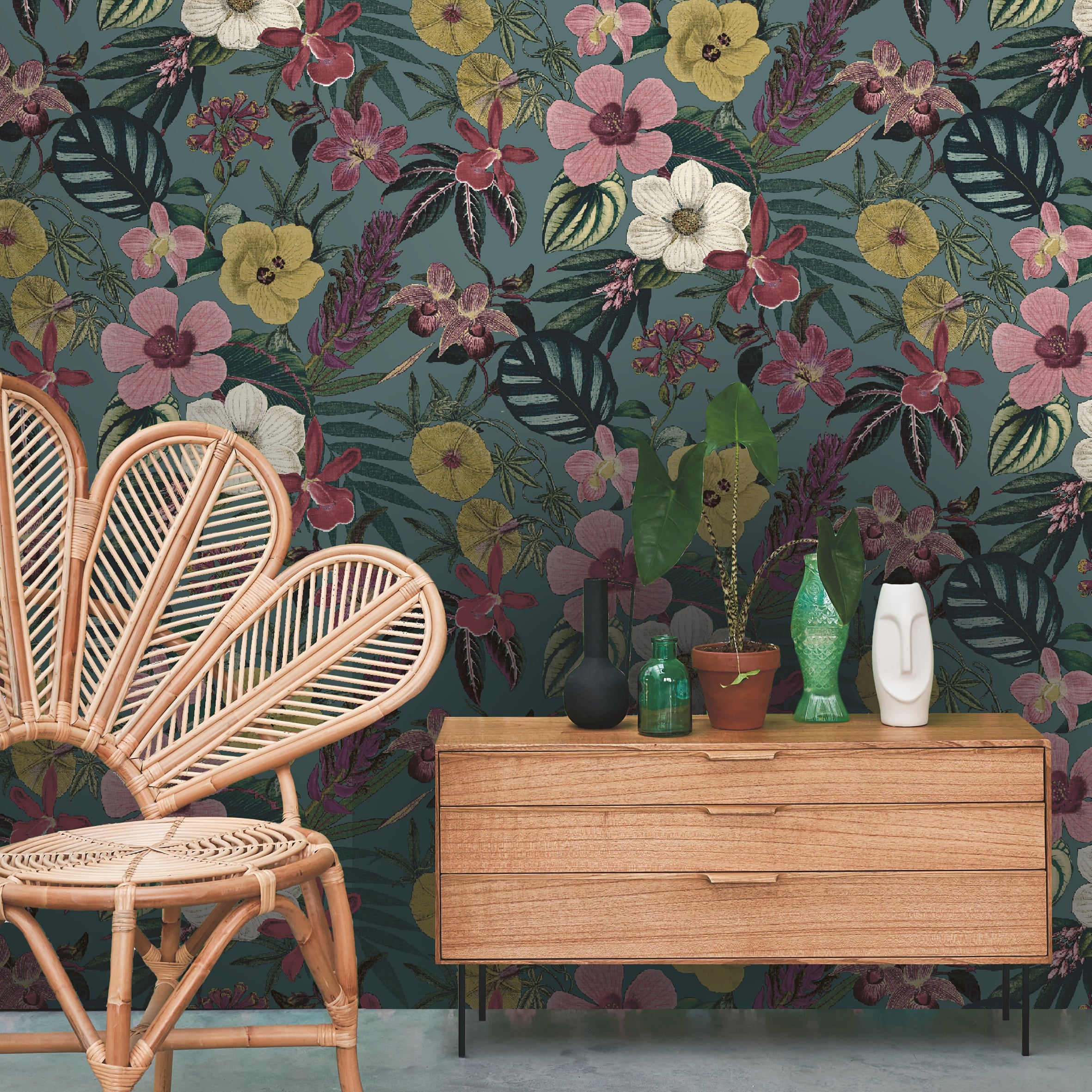 Botanical Garden Wallpaper - Thistle Blue