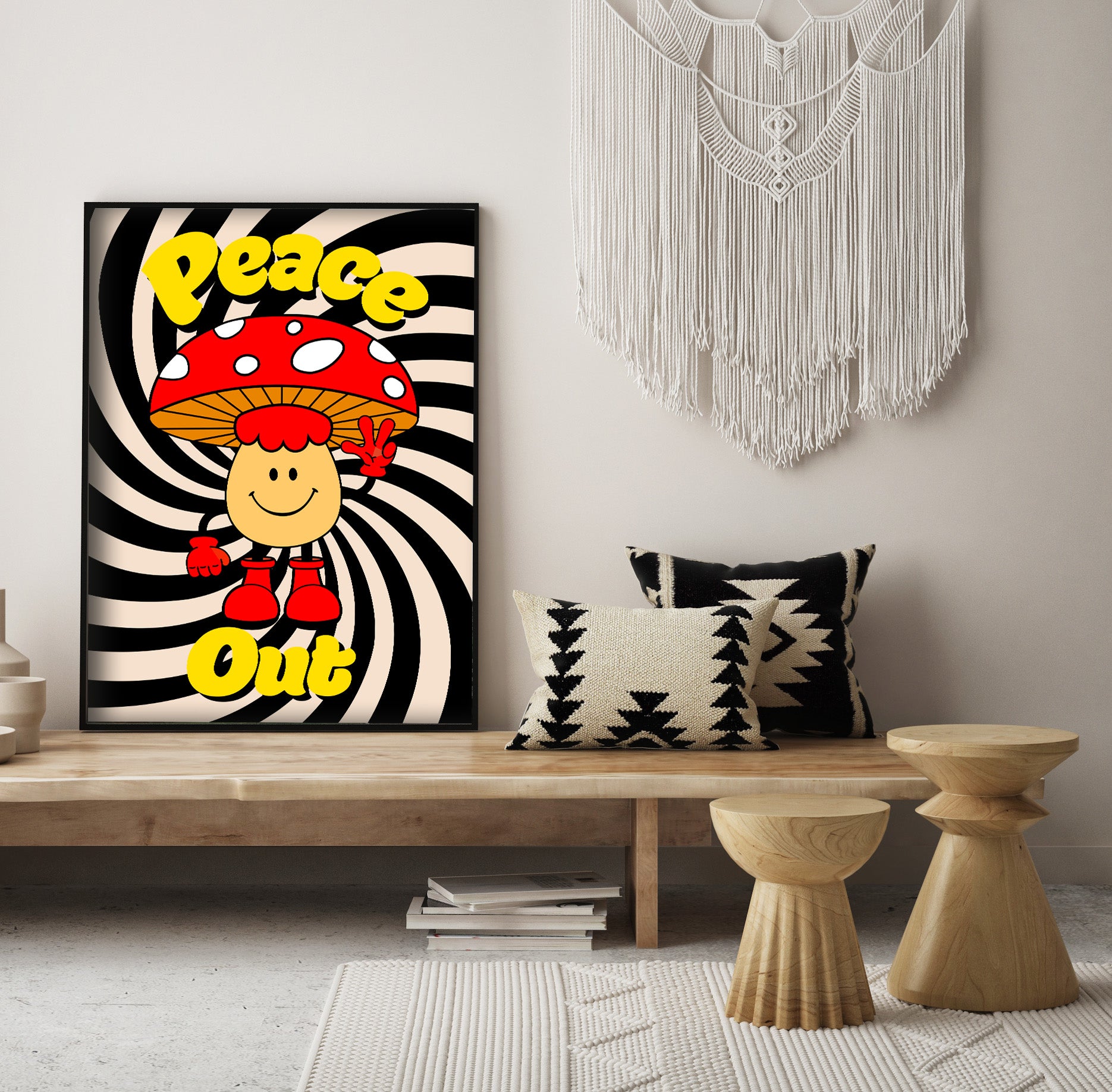 Peace Out Mr Shroom Typography Poster