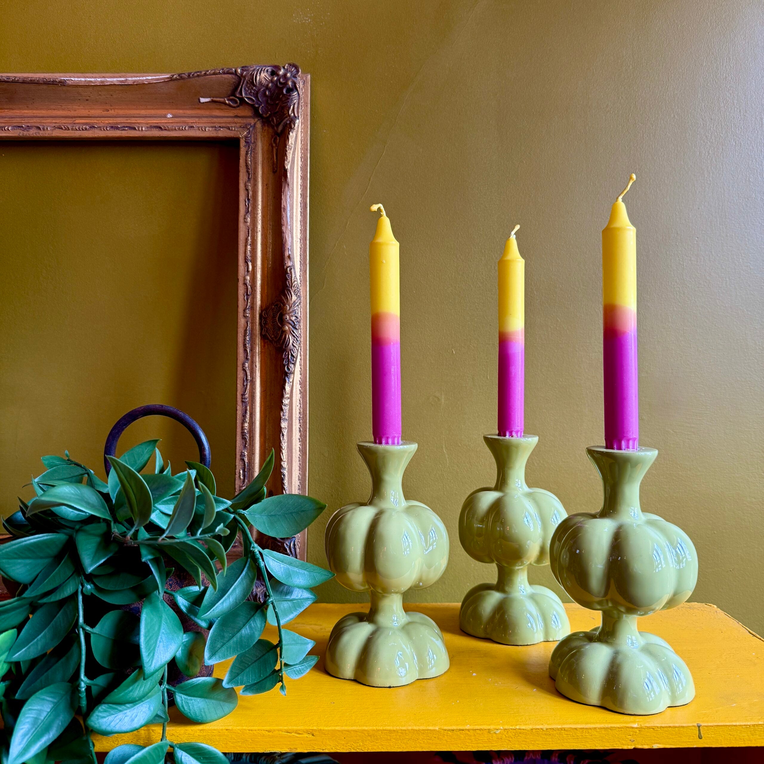 Bubble Candle Holder in Chartreuse Green