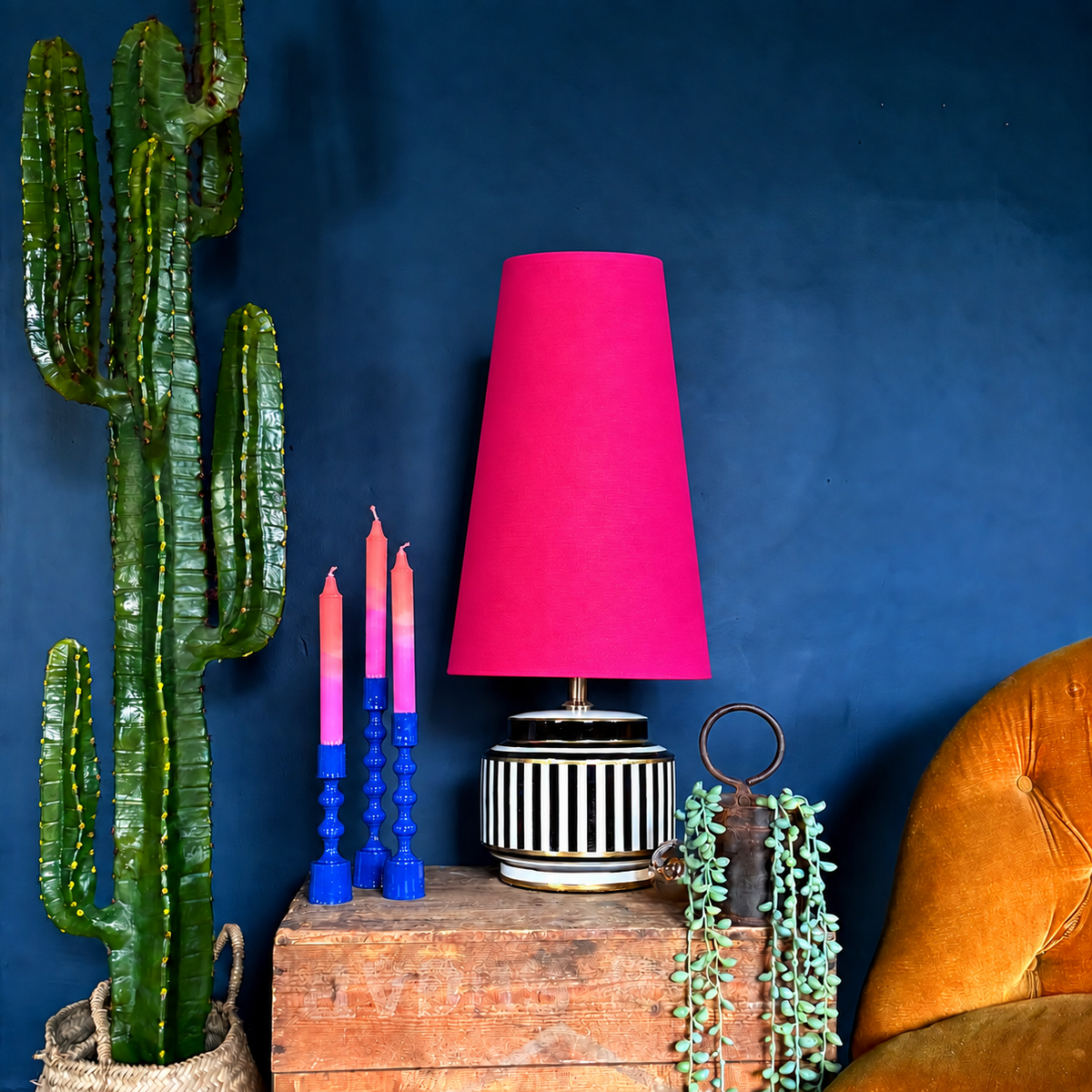 Pomegranate Pink Cotton Oversized Cone Lampshades