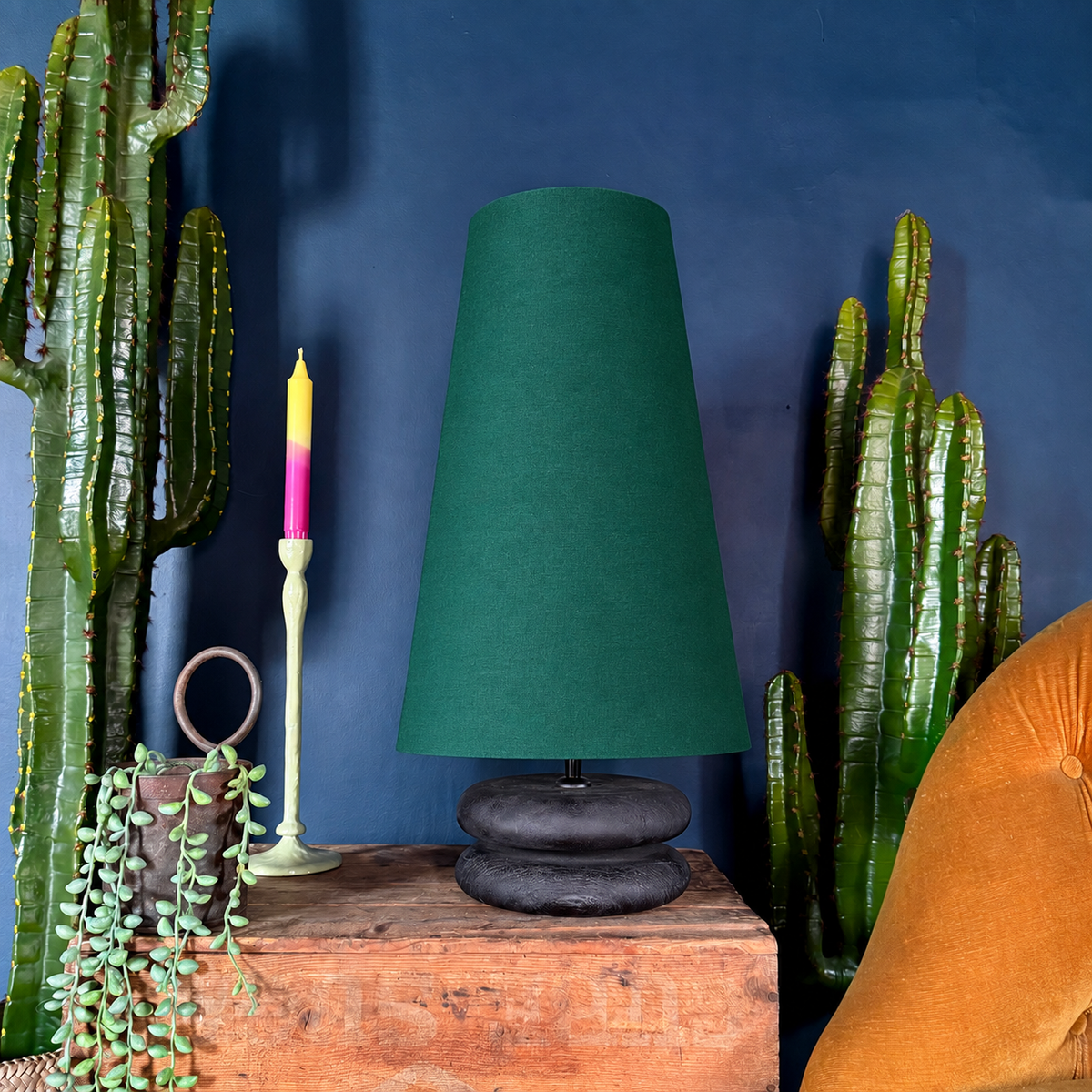 Hunter Green Cotton Oversized Cone Lampshades