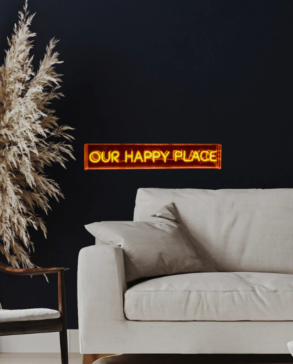Our Happy Place Neon Light Box in Yellow
