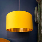 Sunset Yellow Velvet Lampshade With Gold Lining