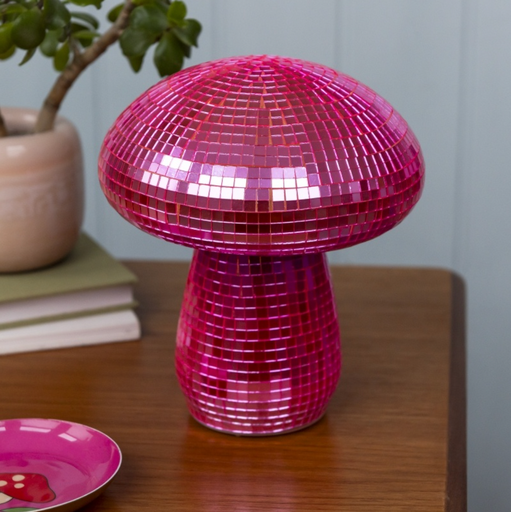 Pink Discoball Mushroom Lamp