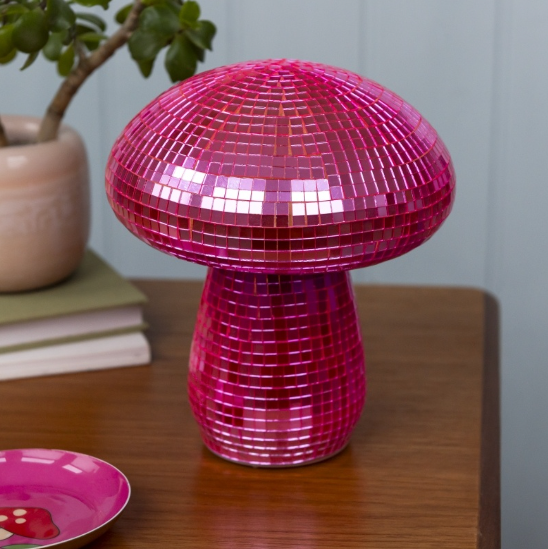 Pink Discoball Mushroom Lamp