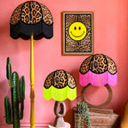 Trixie, Dixie & Pixie Leopard Print Vintage Dome Lampshades with Swishing Fringing