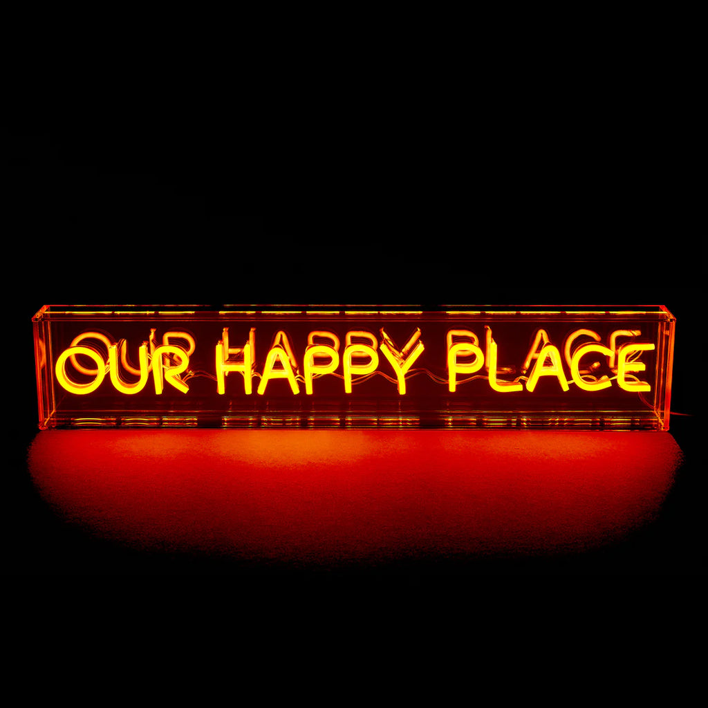 Our Happy Place Neon Light Box in Yellow