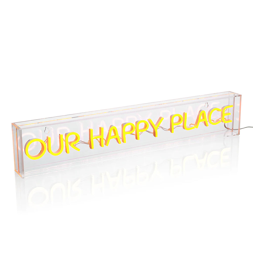 Our Happy Place Neon Light Box in Yellow