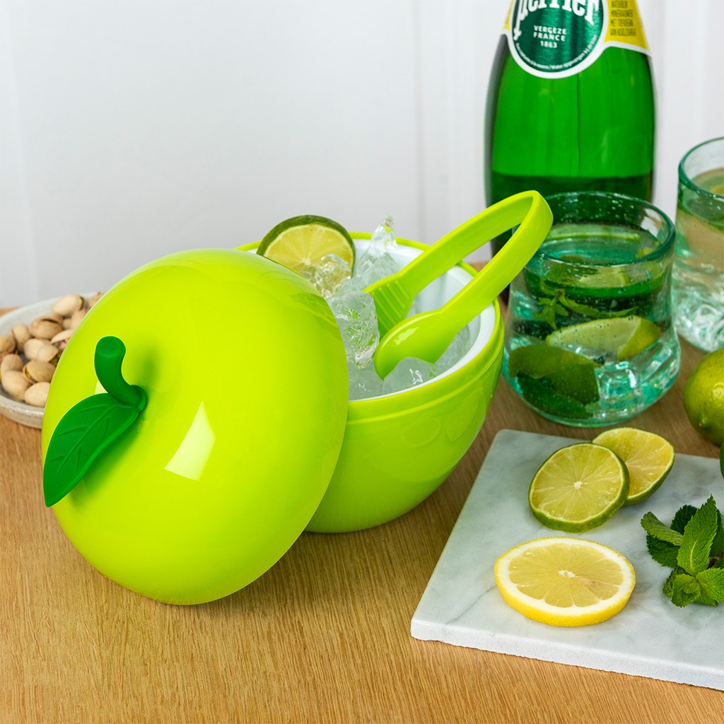 Apple Ice Bucket with Lid & Tongs
