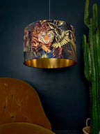 Big Cat Velvet Lampshade With Gold Lining In Rust