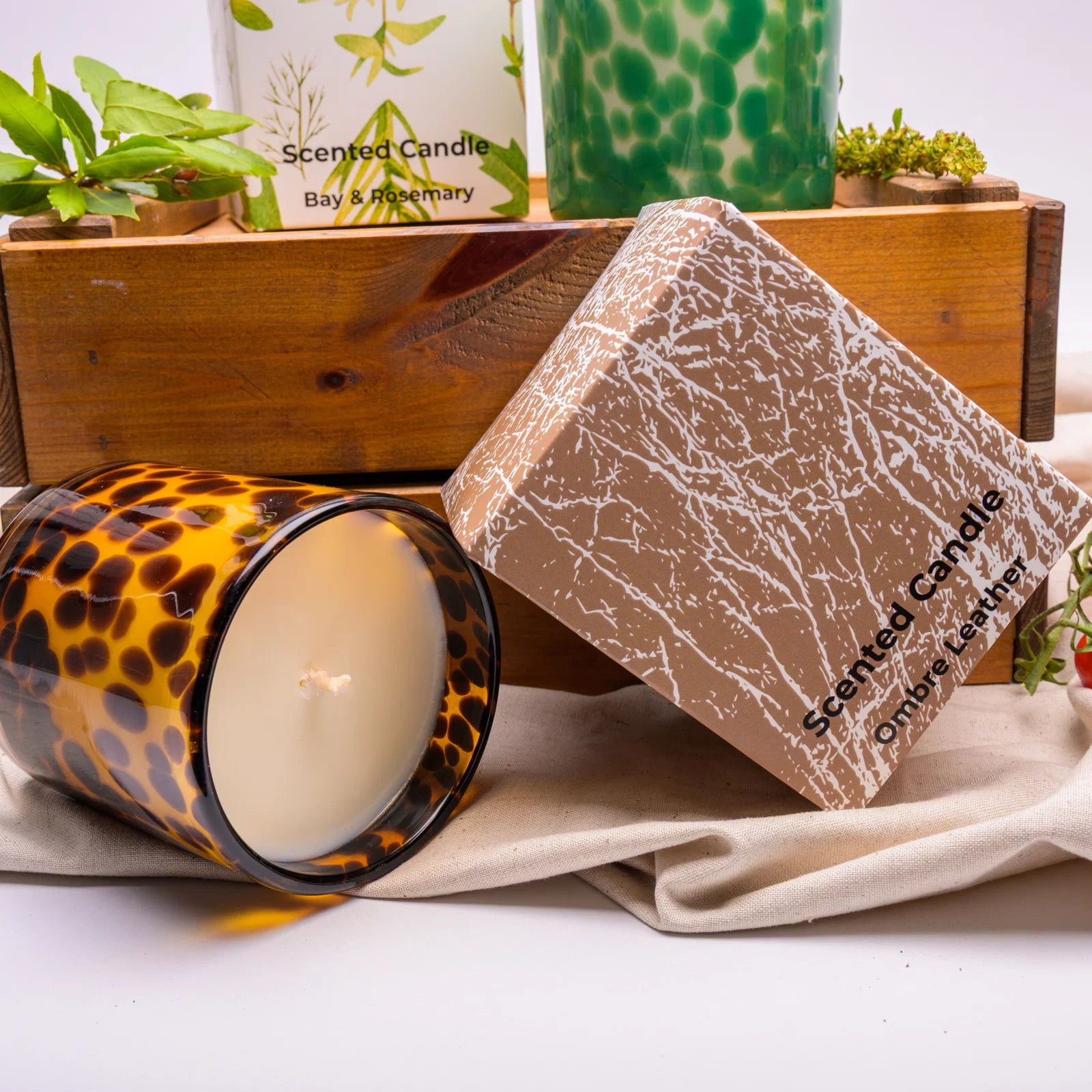 Leopard Print Candle - Ombre leather
