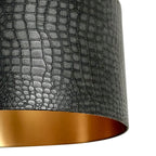 Black Mock Crocodile Print Lampshade with Gold Lining