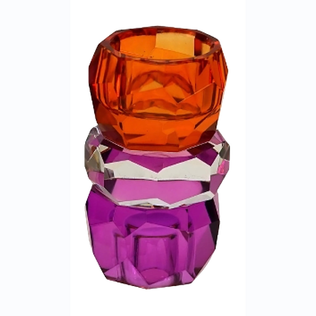Crystal Stack Candle Holder - Fire Ice Cerise