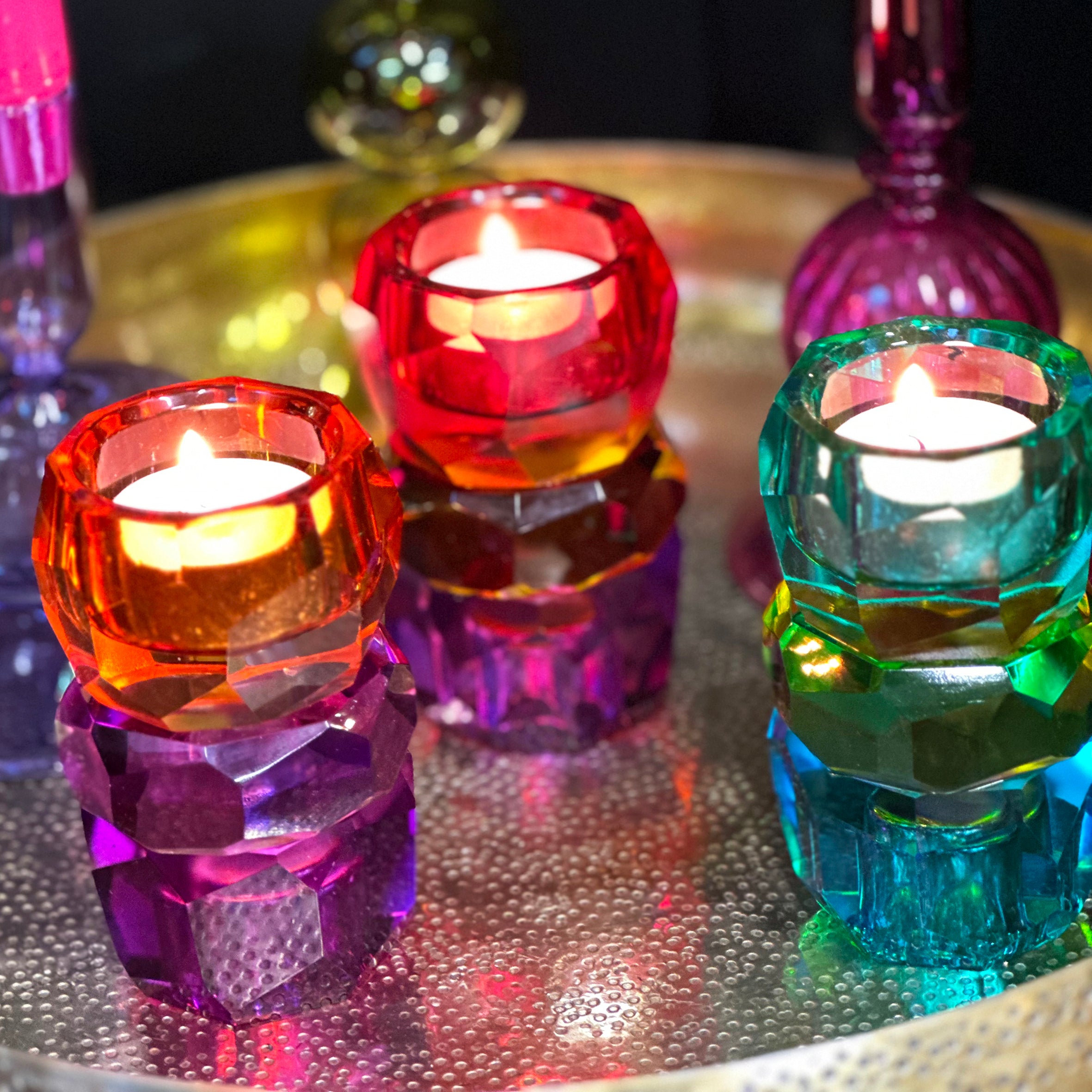 Love Frankie crystal stack candle holders