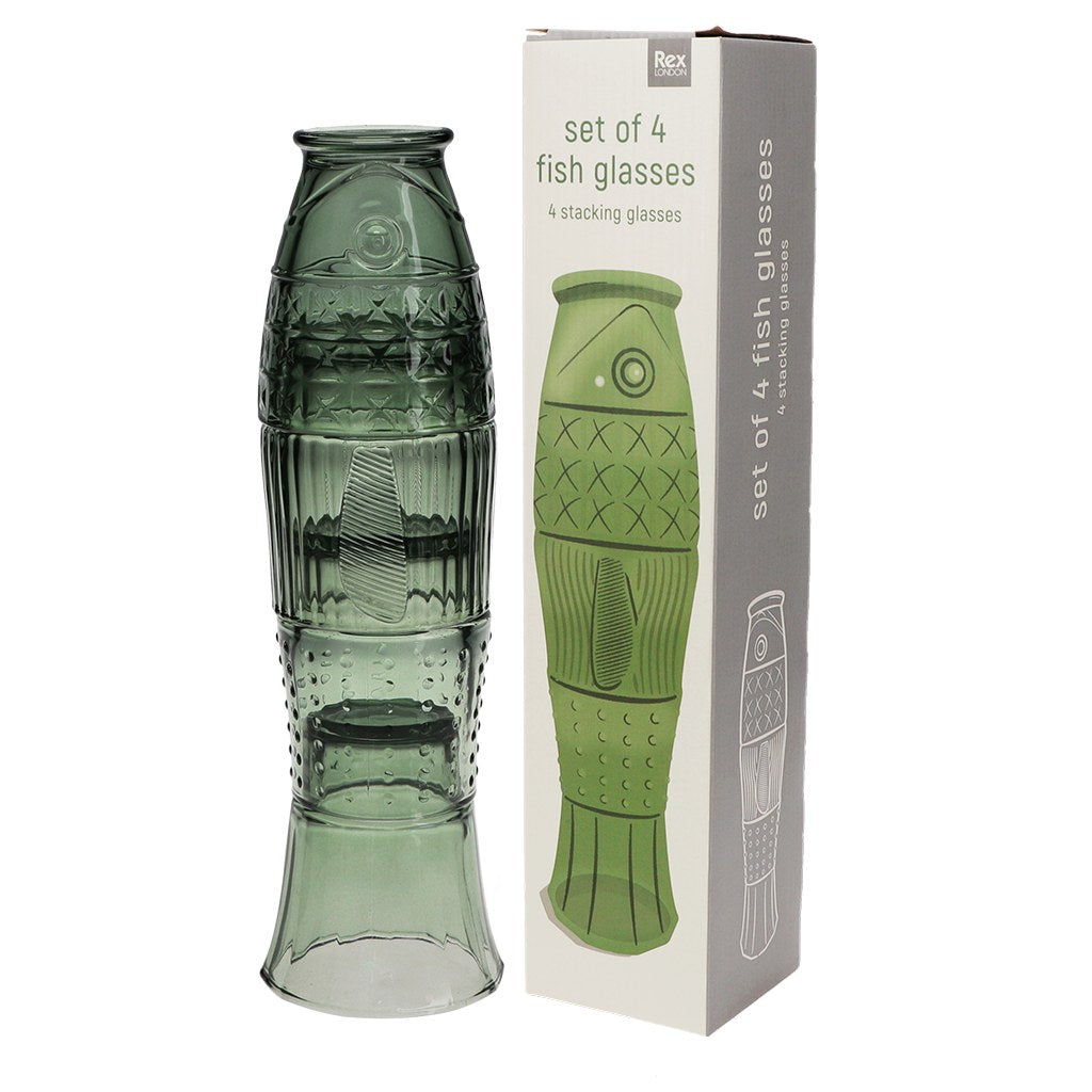 Fish Stacking Glass Tumblers - Set of 4