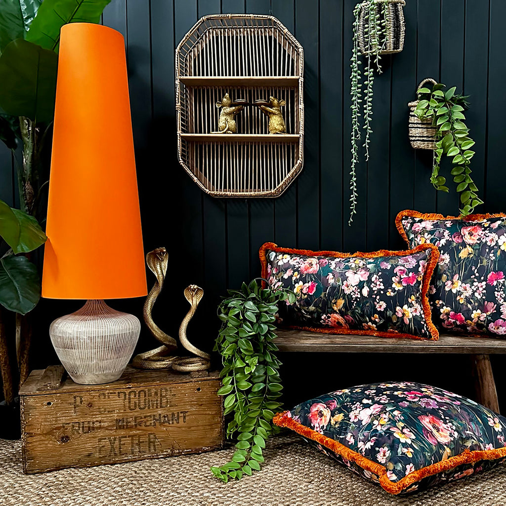 Oversized Cone Lampshades in Pumpkin Cotton