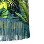 Big Cat Velvet Lampshade With Gold Lining and Fringing in Flint Blue