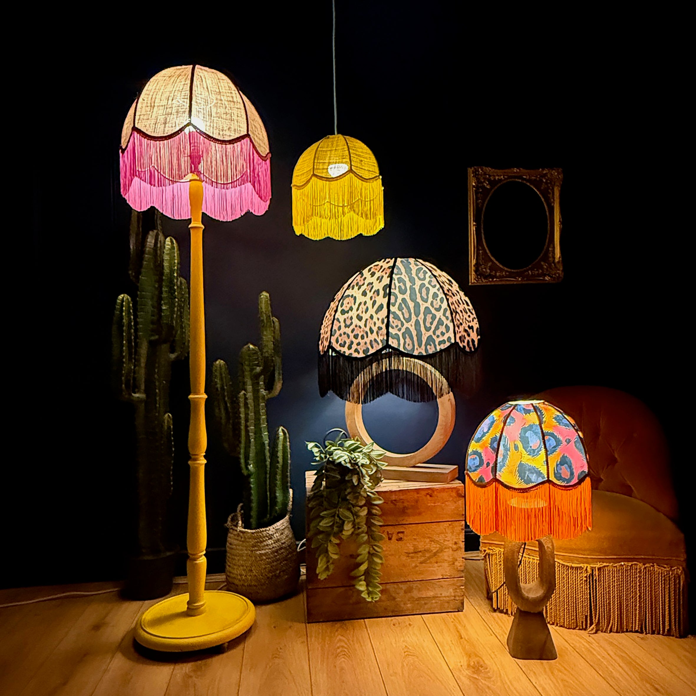 Introducing the Vintage-Inspired Soft Shade Collection from Love Frankie — handmade in the UK, dripping in fringe, velvet, and personality. From bold leopard prints to natural hessian textures, each tasselled lampshade is a true statement piece. Perfect as a ceiling pendant or table lamp, these fringed soft shades bring retro glamour to modern homes.