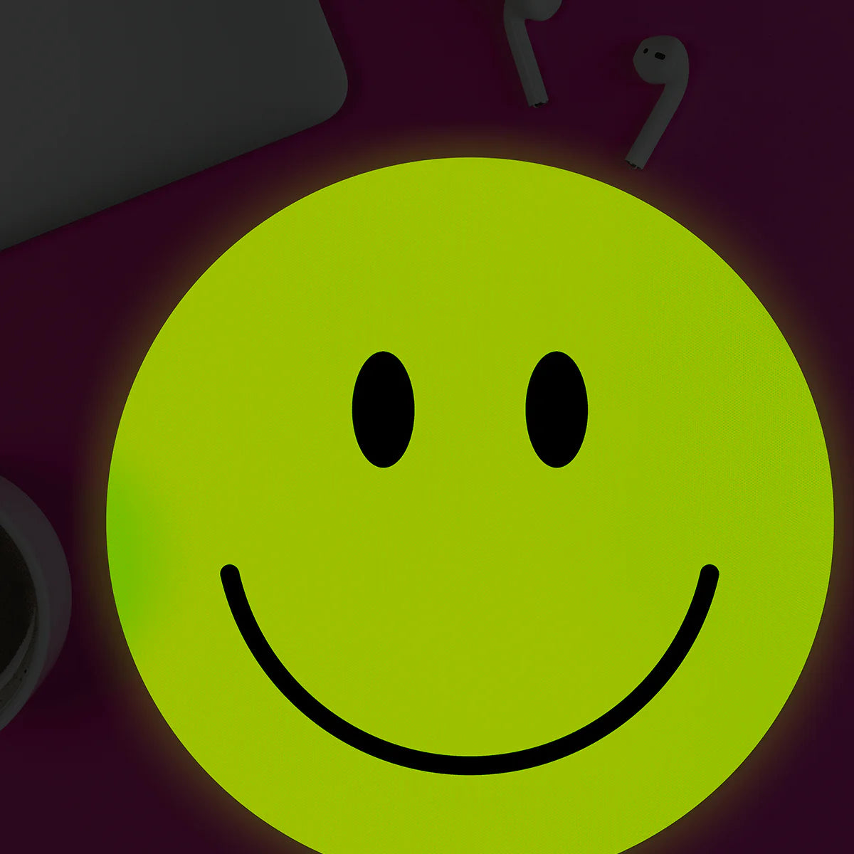 Smiley Face Mouse Mat - Glow in the dark!