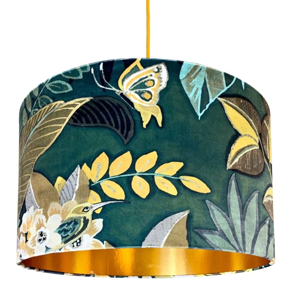Hawk Moth Velvet Lampshade With Gold Lining