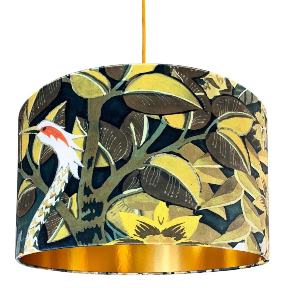 Hawk Moth Velvet Lampshade With Gold Lining