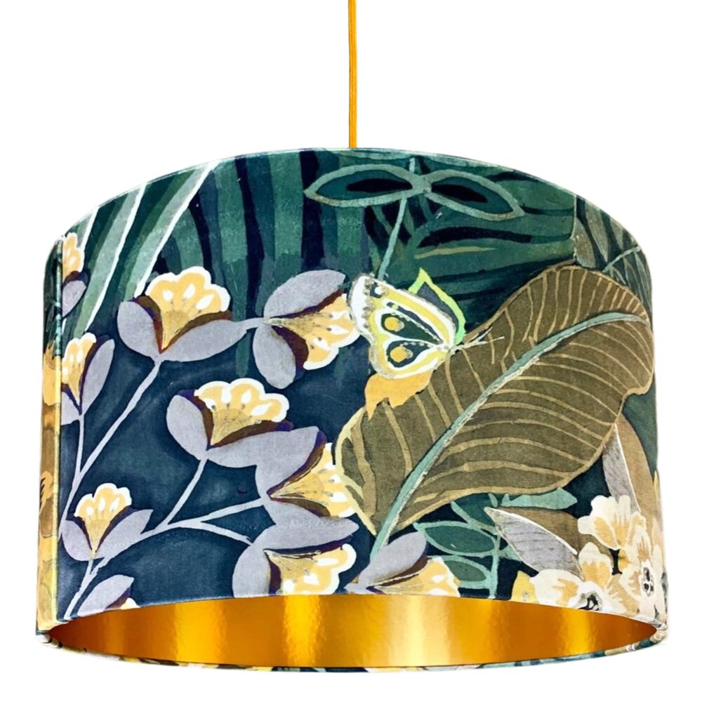 Hawk Moth Velvet Lampshade With Gold Lining