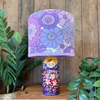 Large Handmade Dinky Doll Cordless Lamp with Lilac Vintage Flowers Shade