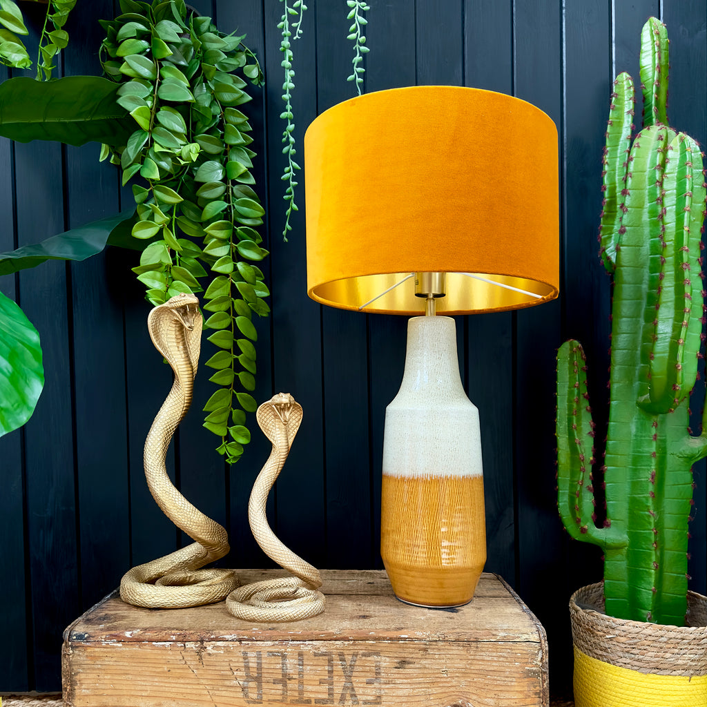 love Frankie butterscotch velvet lampshade with gold lining