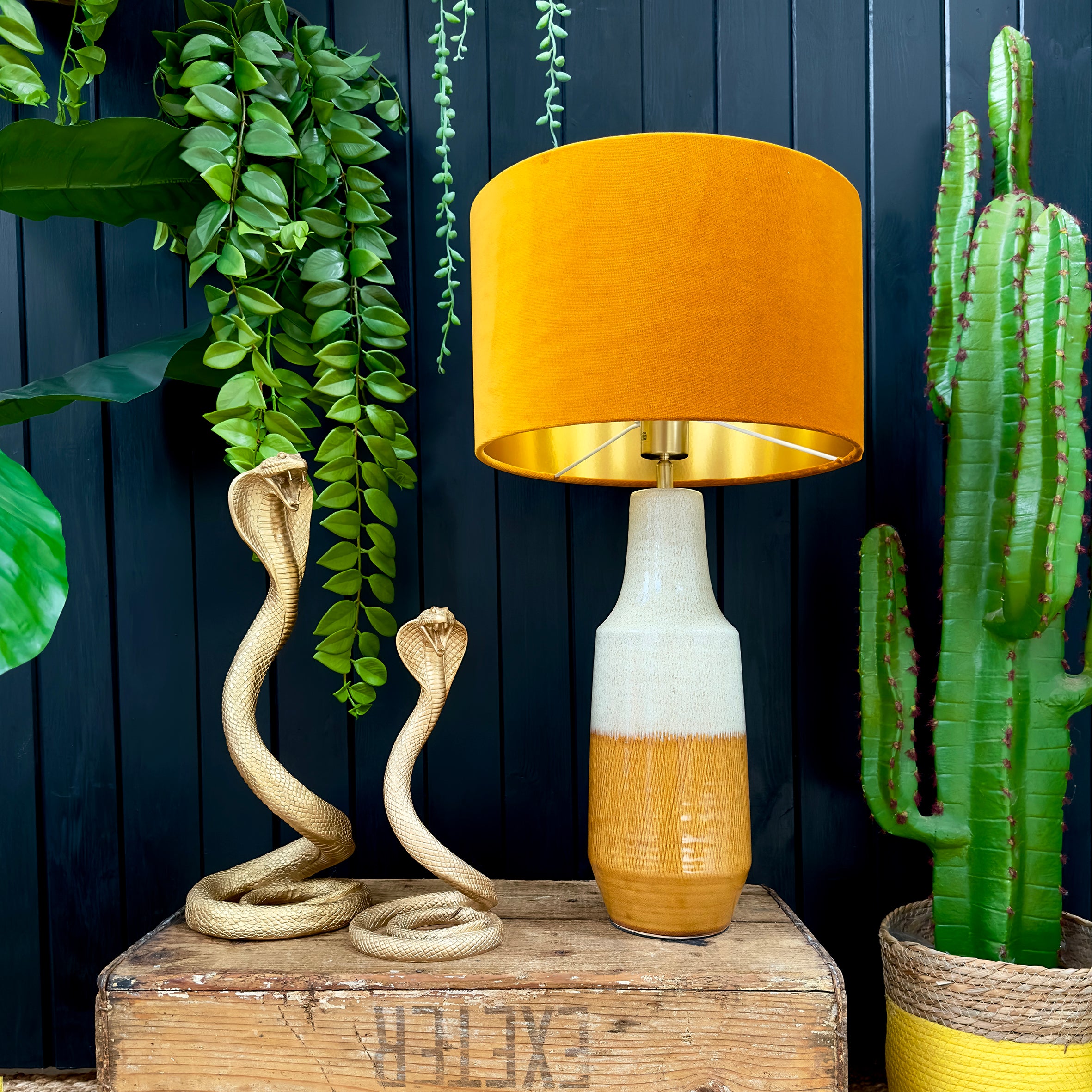 love Frankie butterscotch velvet lampshade with gold lining