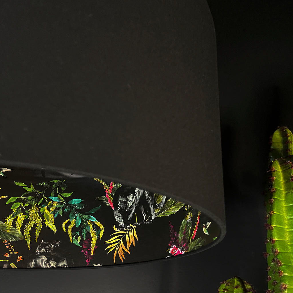 Carbon Deadly Night Shade Silhouette Lampshade in Jet Black. Designed and Handmade by Love Frankie. Close Up