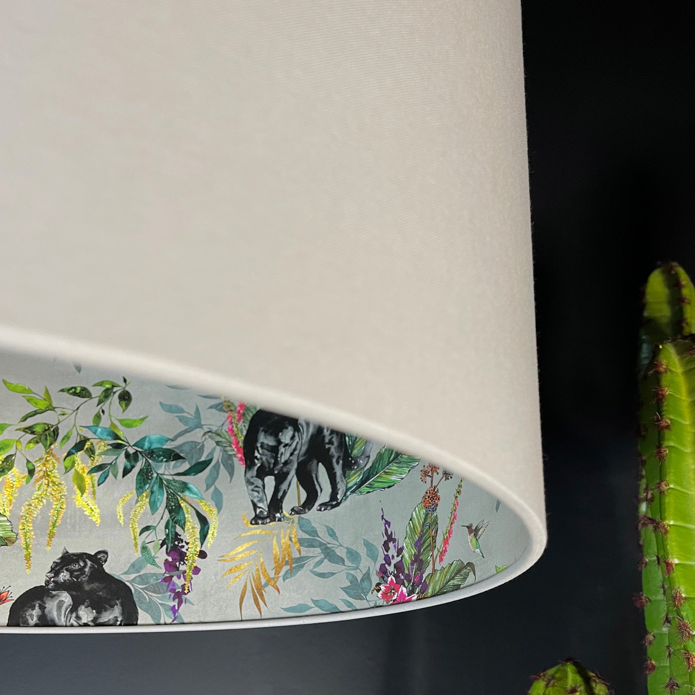 Dust Deadly Night Shade Silhouette Lampshade in Cloud. Designed and handmade by Love Frankie. Close Up