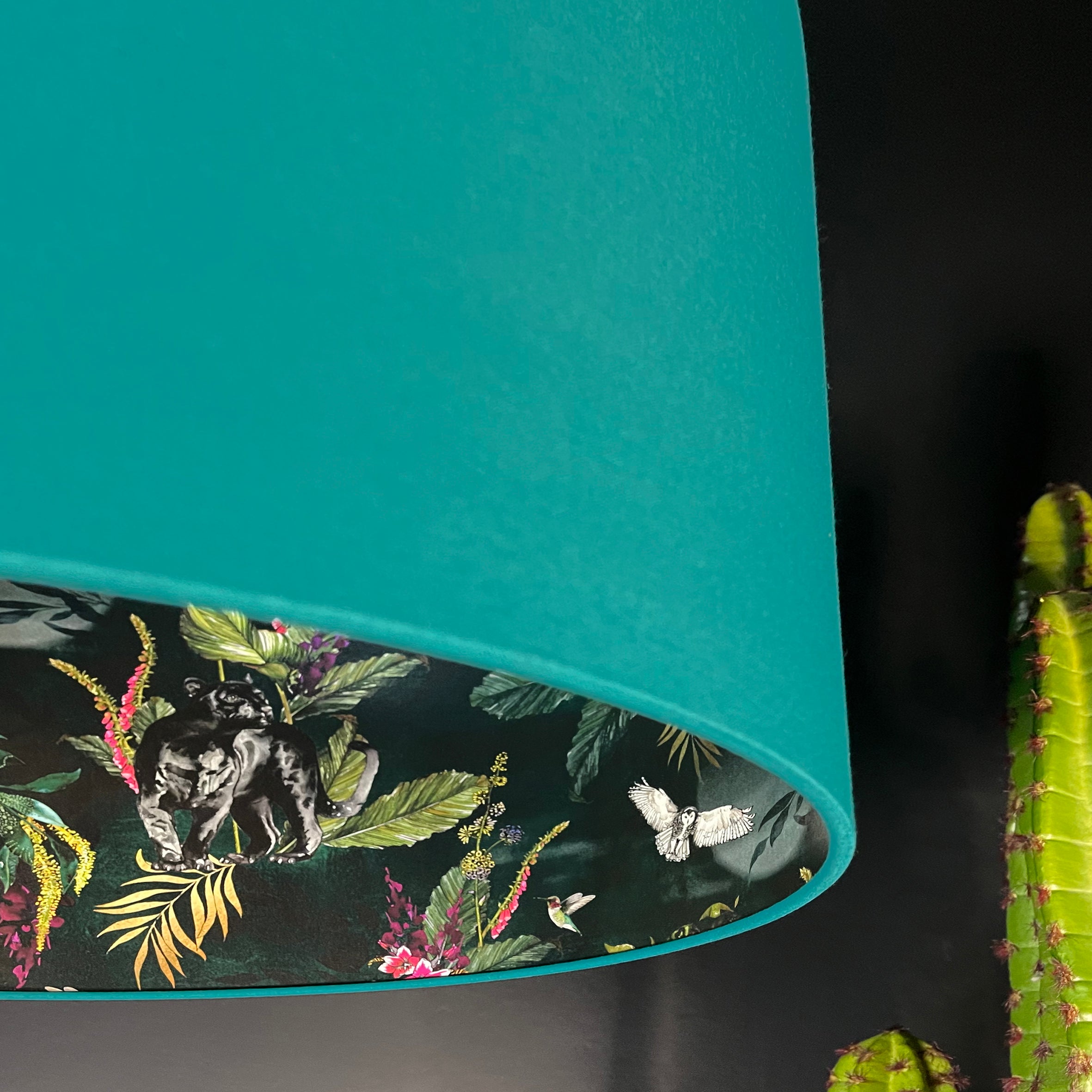 Wild Wood Deadly Night Shade Silhouette Lampshade in Jade. Designed and Handmade by Love Frankie. Close Up