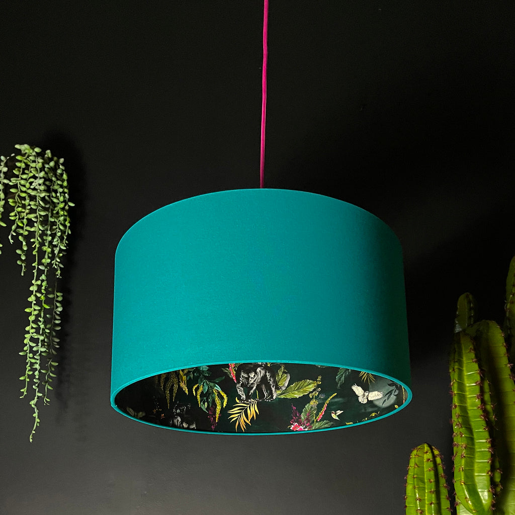 Wild Wood Deadly Night Shade Silhouette Lampshade in Jade. Designed and Handmade by Love Frankie