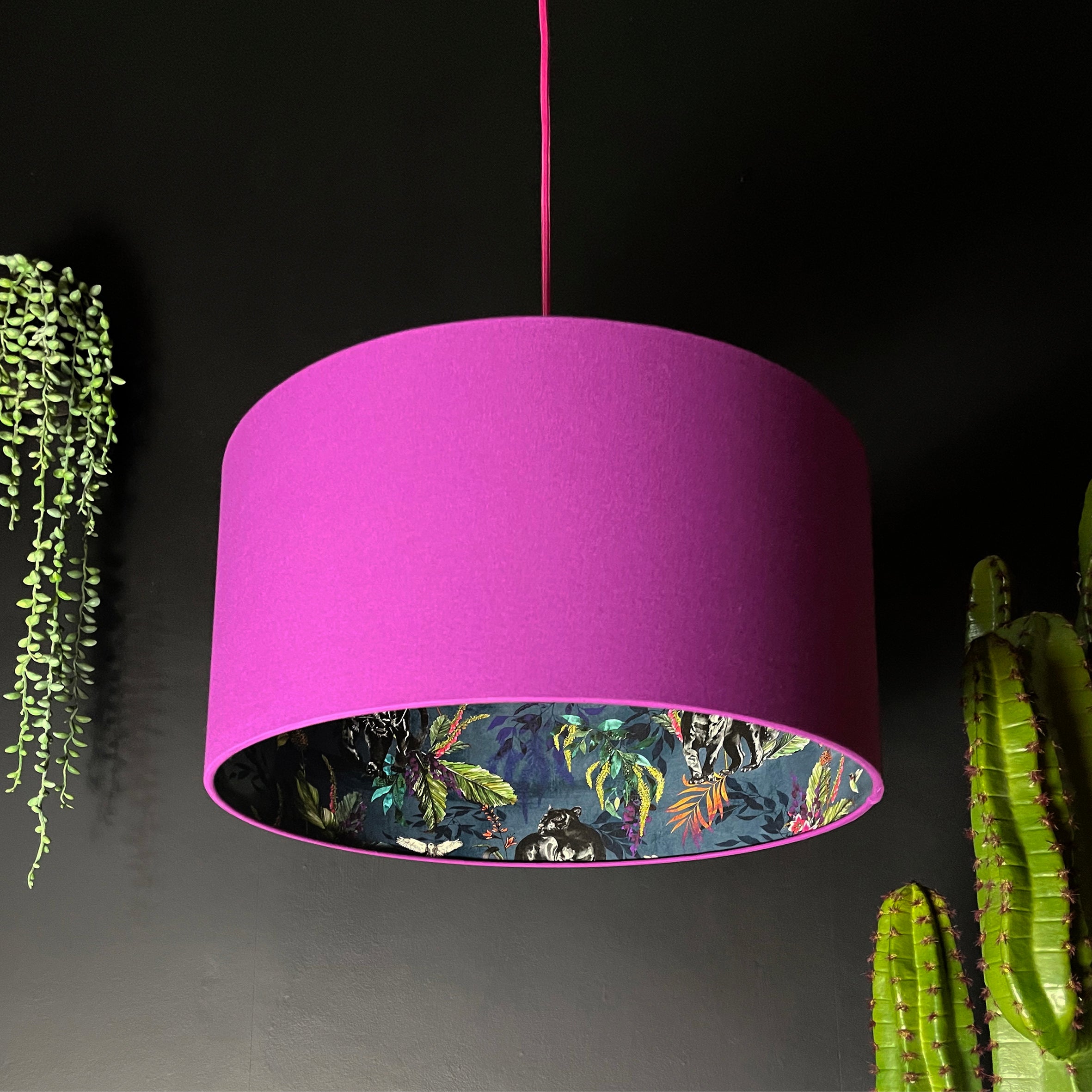 Smoke Deadly Night Shade Silhouette Lampshade in Magenta. Designed and Handmade by Love Frankie