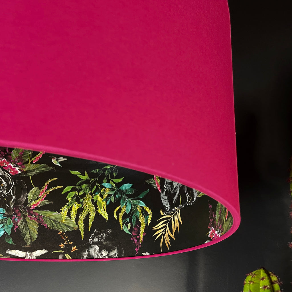 Carbon Deadly Night Shade Silhouette Lampshade in Pomegranate. Designed and Handmade by Love Frankie. Close Up