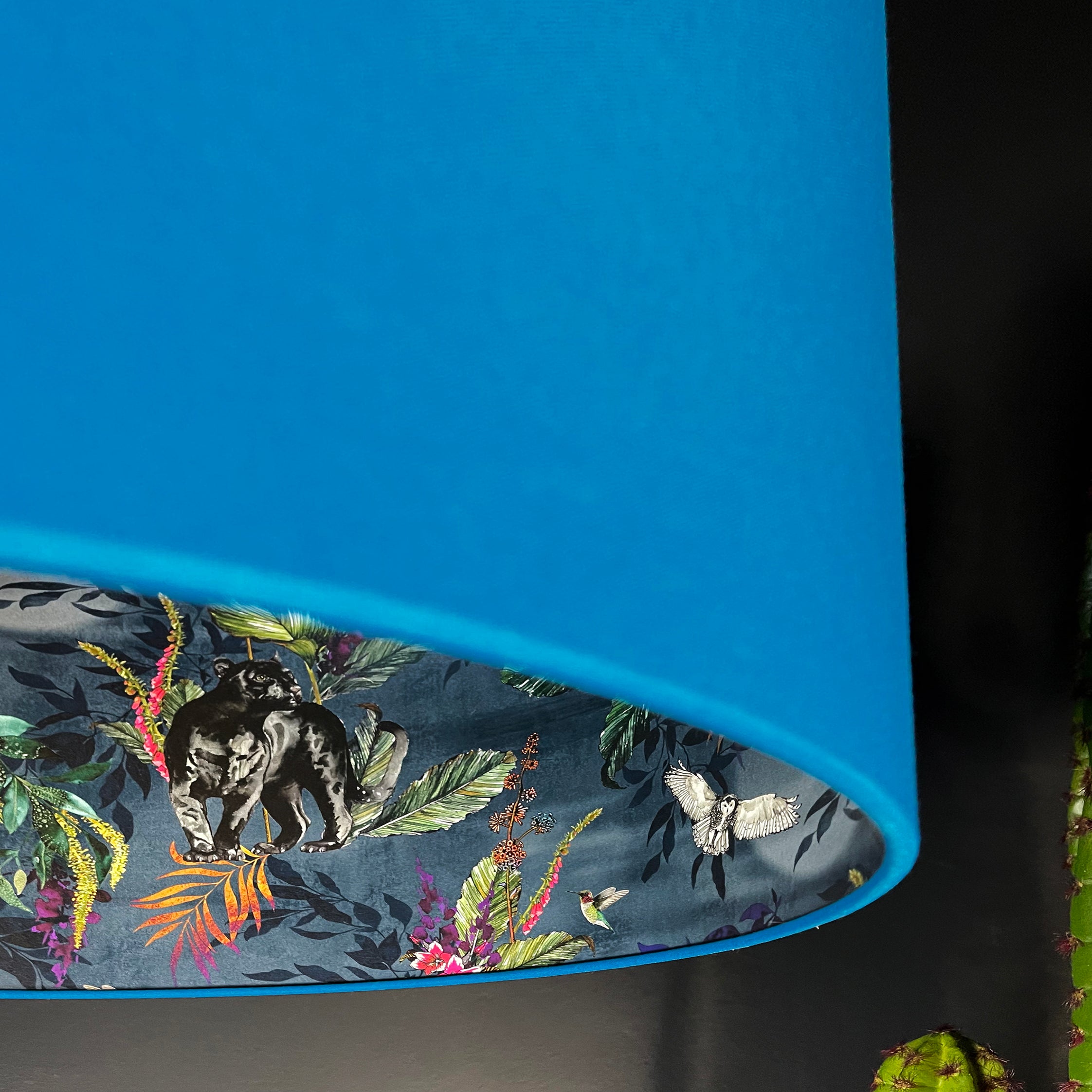 Smoke Deadly Night Shade Silhouette Lampshade in Sapphire. Close Up