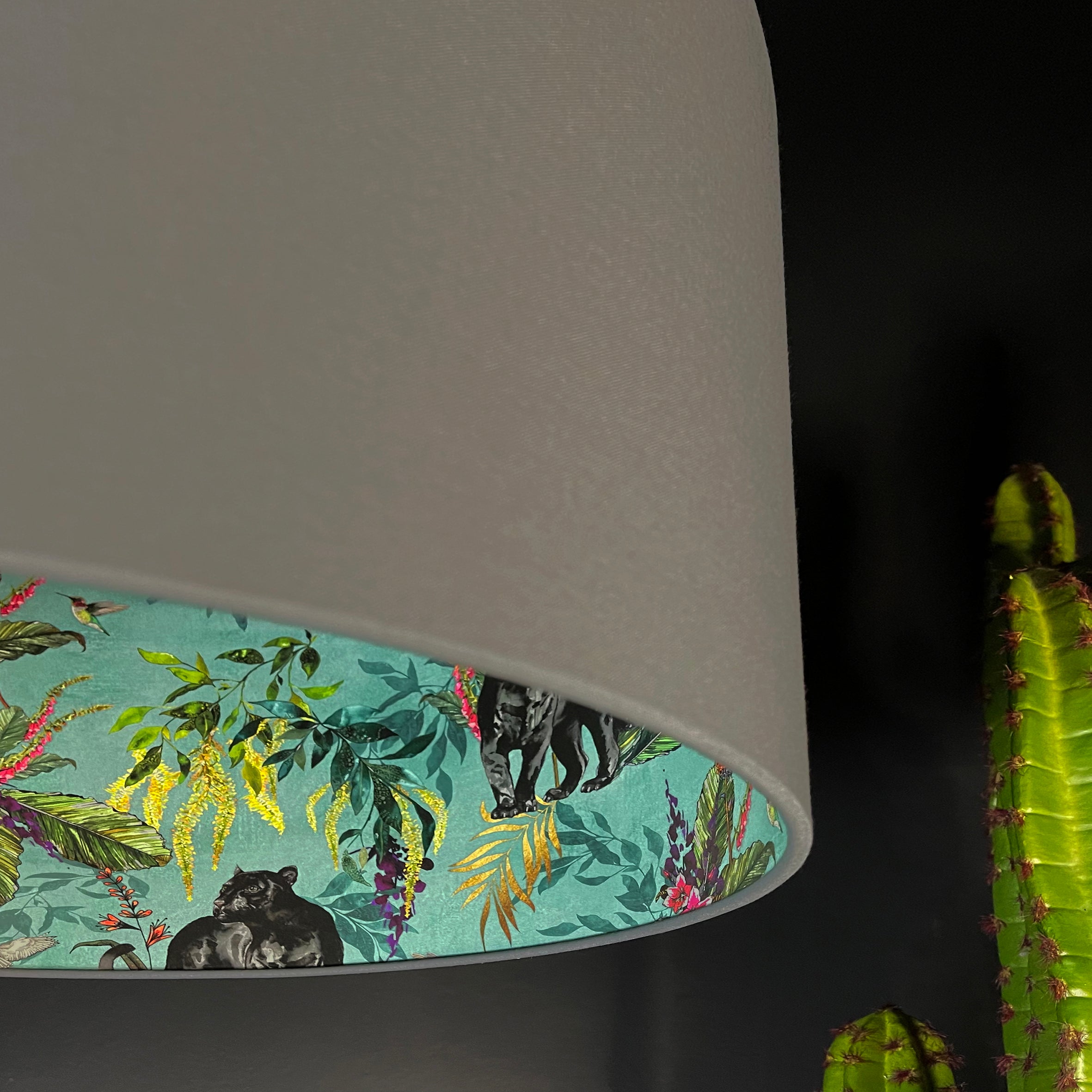 Lithium Deadly Night Shade Silhouette Lampshade in Slate. Handmade and Designed by Love Frankie. Close Up