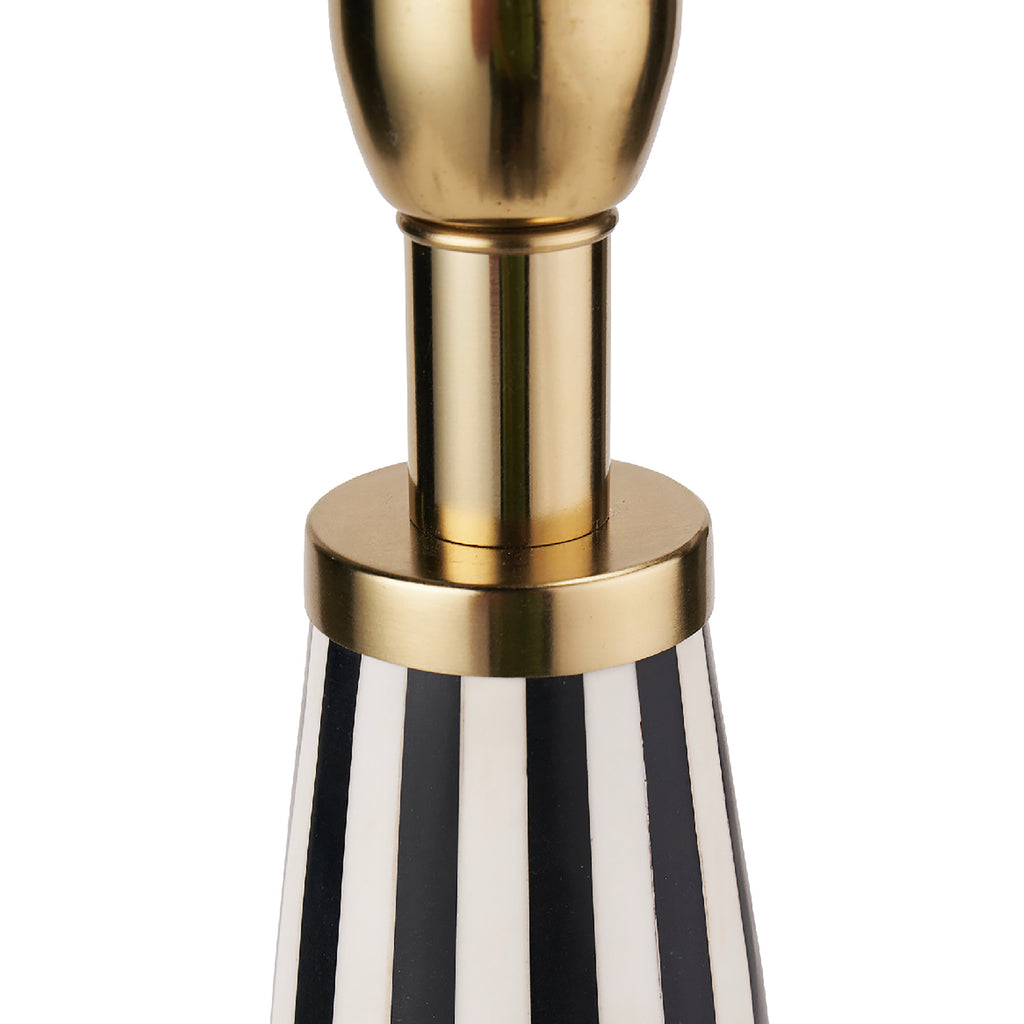 Beetlejuice Black and White Striped Conical Lamp - gold features